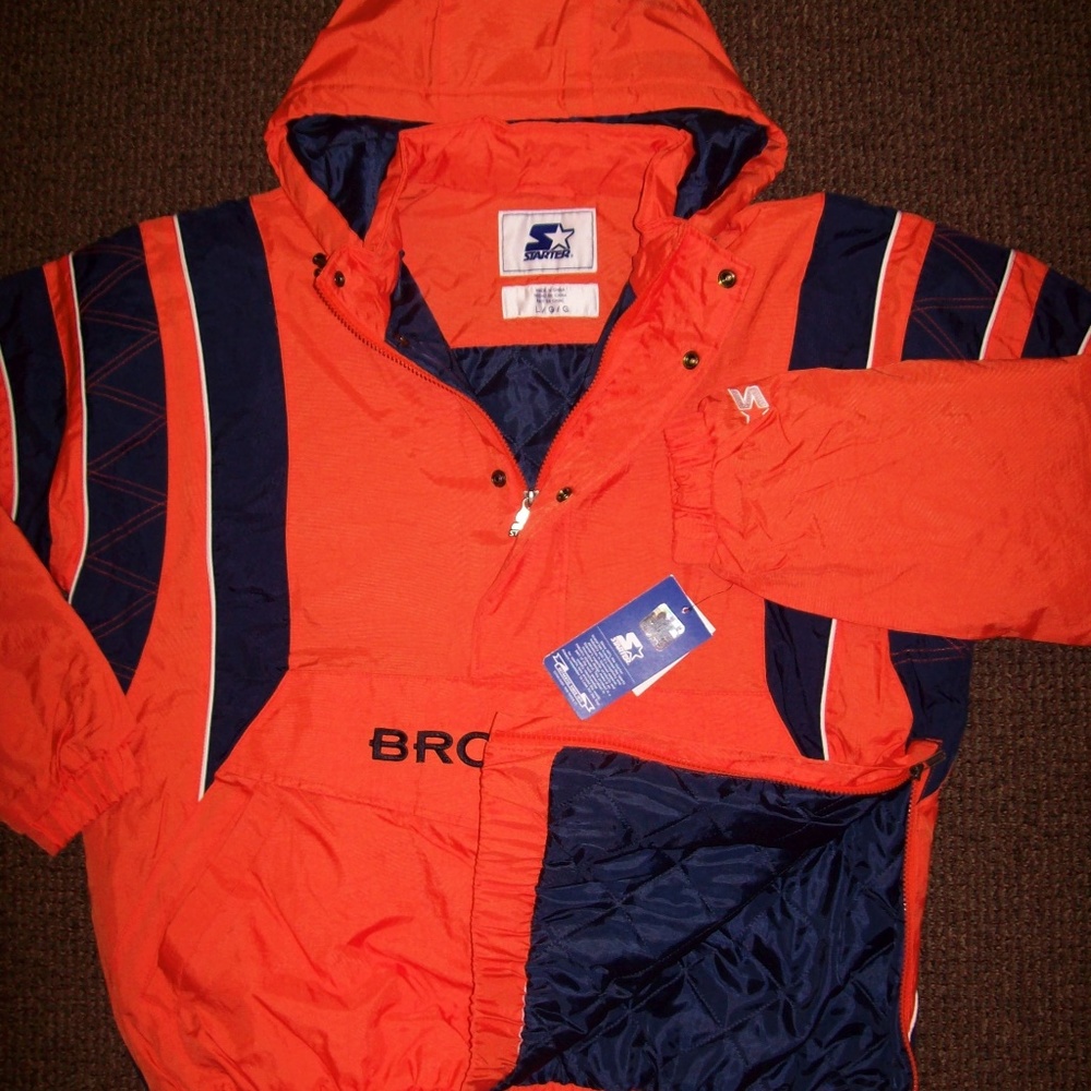 DENVER BRONCOS STARTER HALF ZIP HOODED JACKET 5X